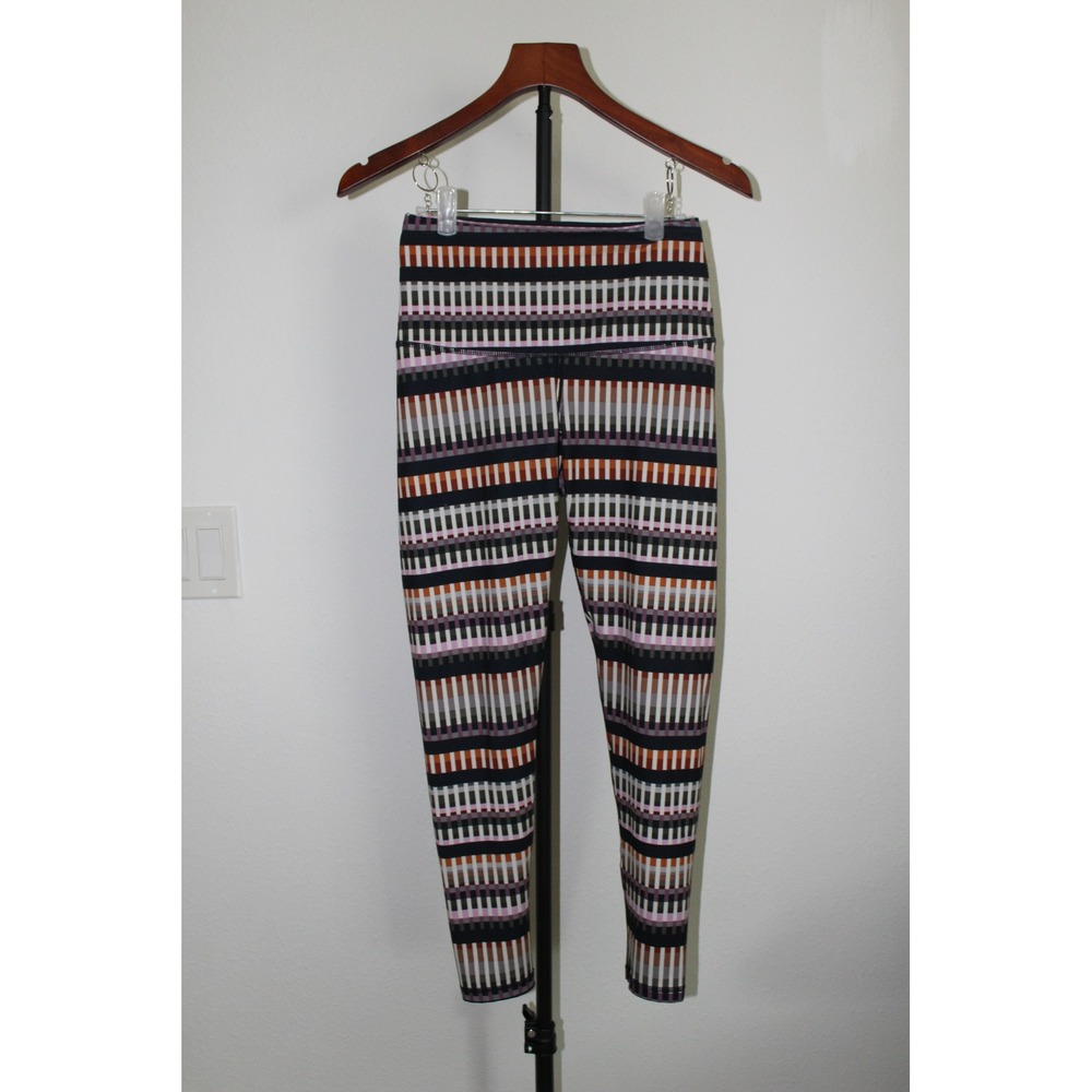 prAna Womens Geometric Block Print High Rise Activewear Leggings Small Multi